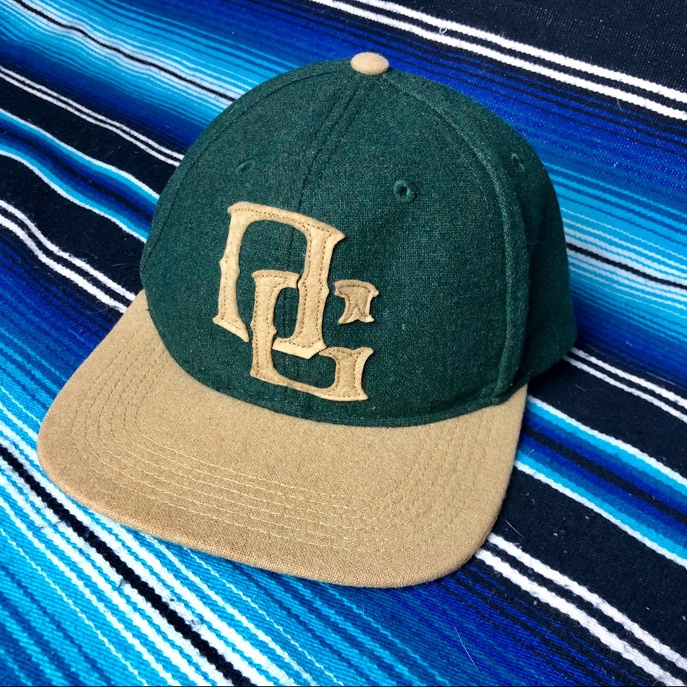 Green Obey OG wool snapback cap